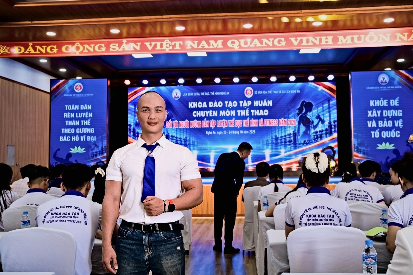 Nguyễn Bảo Bằng tại lễ khai mạc khoá tập huấn người hướng dẫn tập luyện Thể dục thể hình và Fitness Nghệ An 2026